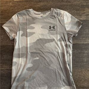 Under Armour Freedom Camo Tee in Gray and Cream